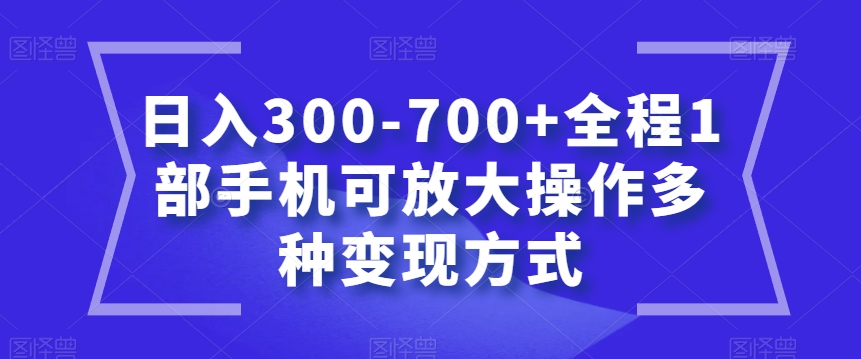 日入300-700+全程1部手机可放大操作多种变现方式【揭秘】-云帆项目库