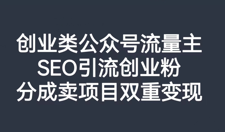 创业类公众号流量主，SEO引流创业粉，分成卖项目双重变现【揭秘】-云帆项目库