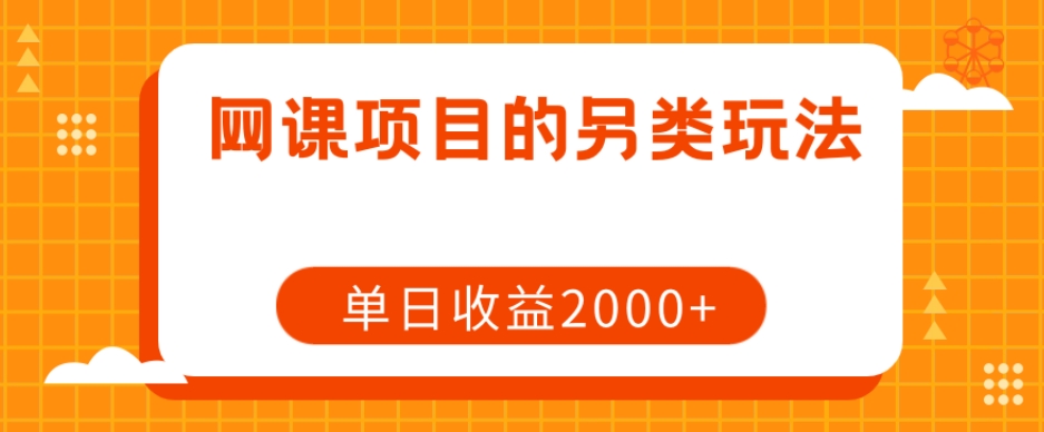 网课项目的另类玩法，单日收益2000+【揭秘】-云帆项目库