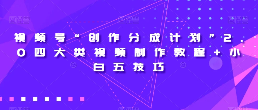 视频号“创作分成计划”2.0四大类视频制作教程+小白五技巧【揭秘】-云帆项目库