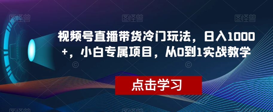 视频号直播带货冷门玩法，日入1000+，小白专属项目，从0到1实战教学【揭秘】-云帆项目库