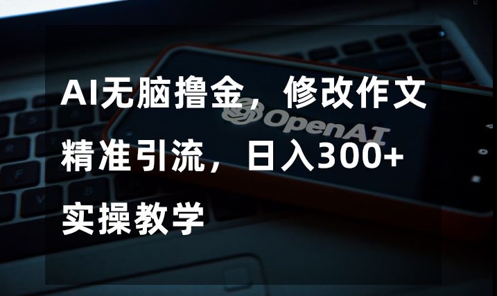 AI无脑撸金，修改作文精准引流，日入300+，实操教学【揭秘】-云帆项目库