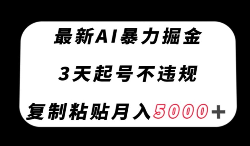 最新AI暴力掘金，3天必起号不违规，复制粘贴月入5000＋【揭秘】-云帆项目库