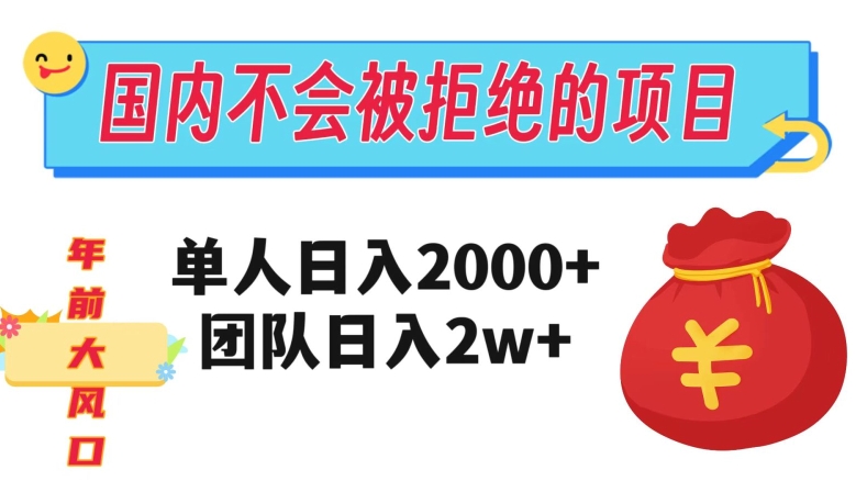 在国内不怕被拒绝的项目，单人日入2000，团队日入20000+【揭秘】-云帆项目库