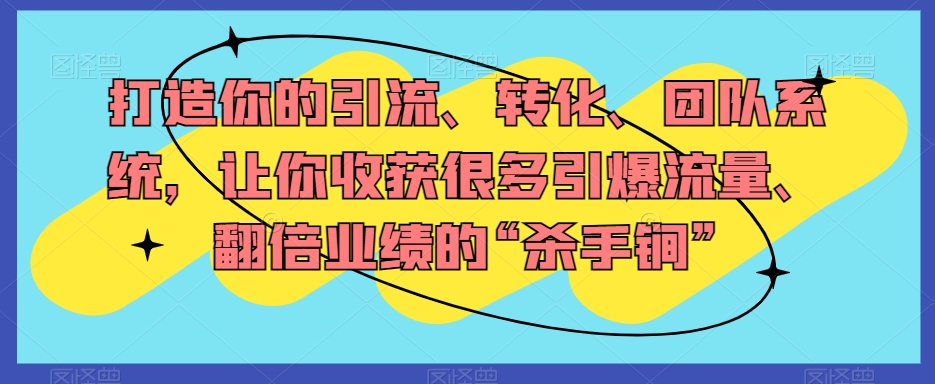 打造你的引流、转化、团队系统，让你收获很多引爆流量、翻倍业绩的“杀手锏”-云帆项目库