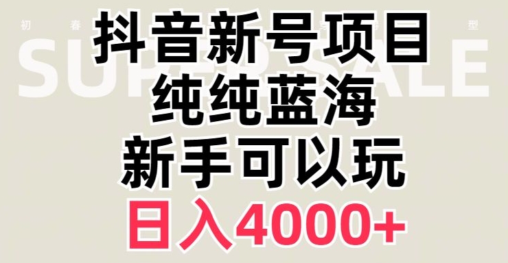 抖音蓝海赛道，必须是新账号，日入4000+【揭秘】-云帆项目库