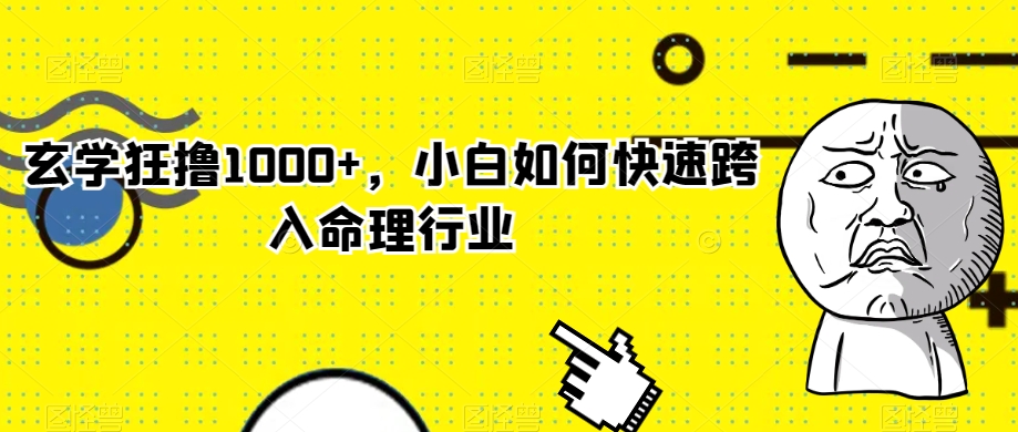 玄学狂撸1000+，小白如何快速跨入命理行业【揭秘】-云帆项目库