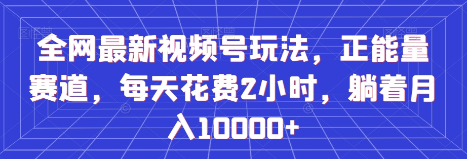 全网最新视频号玩法，正能量赛道，每天花费2小时，躺着月入10000+【揭秘】-云帆项目库