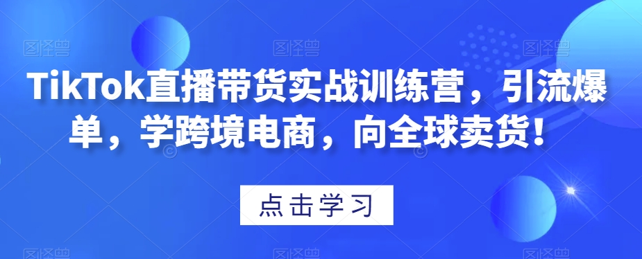 TikTok直播带货实战训练营，引流爆单，学跨境电商，向全球卖货！-云帆项目库