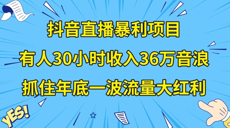 抖音直播暴利项目，有人30小时收入36万音浪，公司宣传片年会视频制作，抓住年底一波流量大红利【揭秘】-云帆项目库