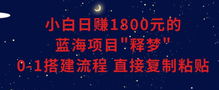 小白能日赚1800元的蓝海项目”释梦”0-1搭建流程可直接复制粘贴长期做【揭秘】-云帆项目库