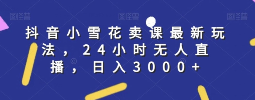 抖音小雪花卖课最新玩法，24小时无人直播，日入3000+【揭秘】-云帆项目库