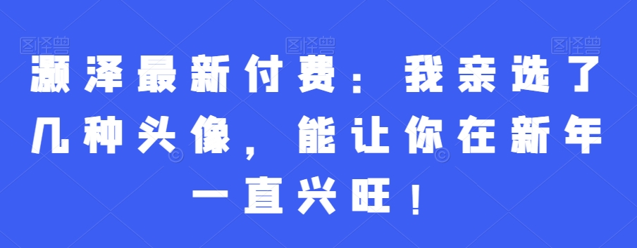 灏泽最新付费：我亲选了几种头像，能让你在新年一直兴旺！-云帆项目库