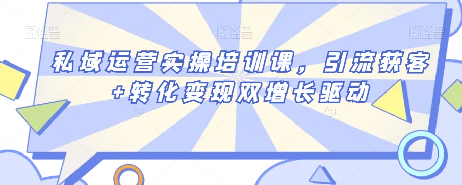 私域运营实操培训课，引流获客+转化变现双增长驱动-云帆项目库