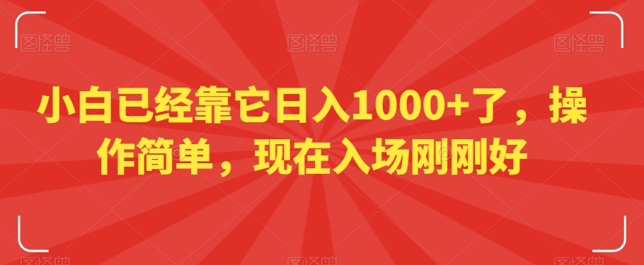 小白已经靠它日入1000+了，操作简单，现在入场刚刚好【揭秘】-云帆项目库