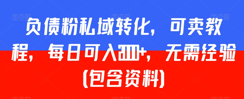 负债粉私域转化，可卖教程，每日可入2000+，无需经验（包含资料）【揭秘】-云帆项目库