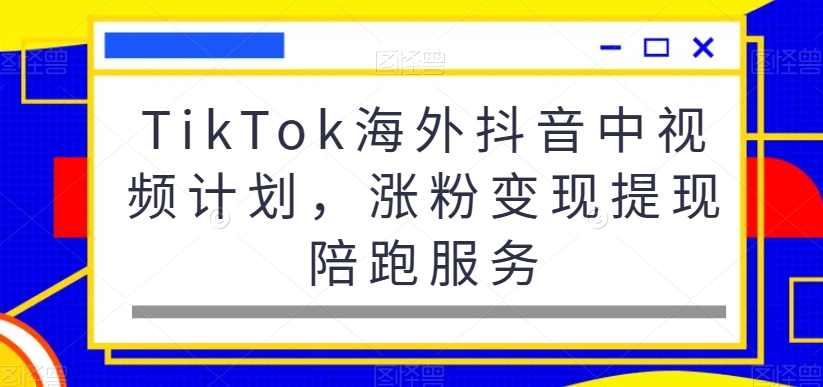 TikTok海外抖音中视频计划，涨粉变现提现陪跑服务-云帆项目库