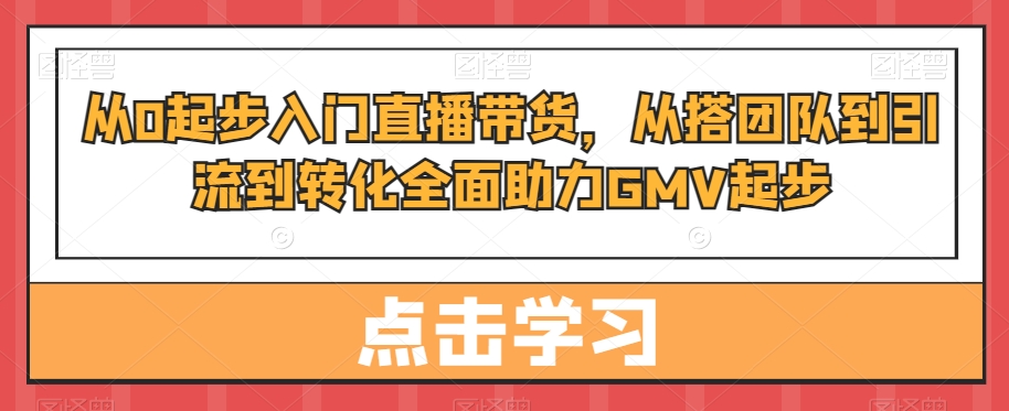 从0起步入门直播带货，​从搭团队到引流到转化全面助力GMV起步-云帆项目库