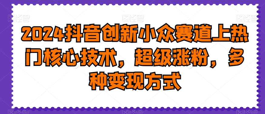 2024抖音创新小众赛道上热门核心技术，超级涨粉，多种变现方式【揭秘】-云帆项目库