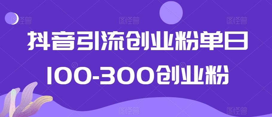 抖音引流创业粉单日100-300创业粉【揭秘】-云帆项目库