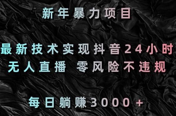 新年暴力项目，最新技术实现抖音24小时无人直播，零风险不违规，每日躺赚3000＋【揭秘】-云帆项目库