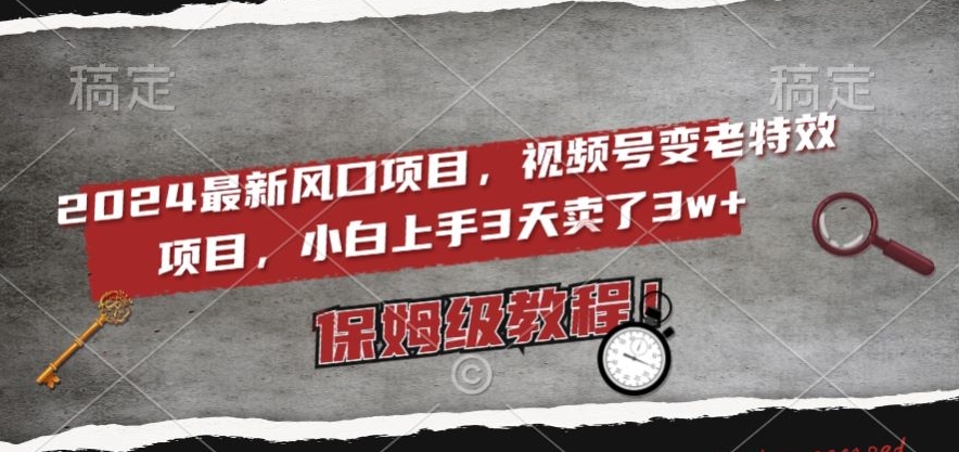 2024最新风口项目，视频号变老特效项目，电脑小白上手3天卖了3w+，保姆级教程【揭秘】-云帆项目库