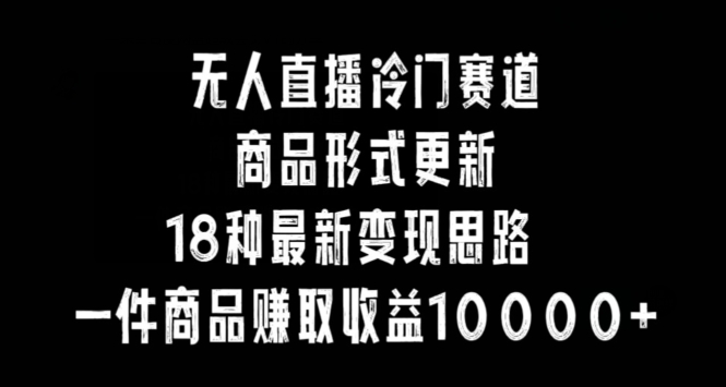 无人直播冷门赛道，商品形式更新，18种变现思路，一件商品赚取收益10000+【揭秘】-云帆项目库