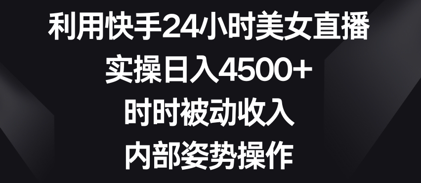 利用快手24小时美女直播，实操日入4500+，时时被动收入，内部姿势操作【揭秘】-云帆项目库