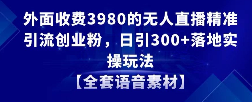 外面收费3980的无人直播精准引流创业粉，日引300+落地实操玩法【全套语音素材】【揭秘】-云帆项目库