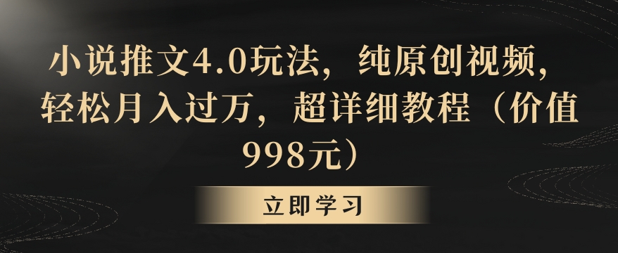 小说推文4.0玩法，纯原创视频，轻松月入过万，超详细教程（价值998元）【揭秘】-云帆项目库