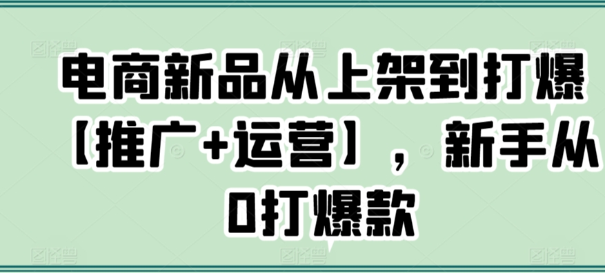 电商新品从上架到打爆【推广+运营】，新手从0打爆款-云帆项目库