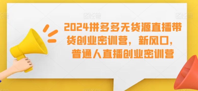 2024拼多多无货源直播带货创业密训营，新风口，普通人直播创业密训营-云帆项目库