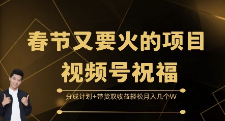 春节又要火的项目视频号祝福，分成计划+带货双收益，轻松月入几个W【揭秘】-云帆项目库