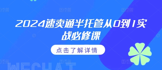 2024速卖通半托管从0到1实战必修课，掌握通投广告打法、熟悉速卖通半托管的政策细节-云帆项目库