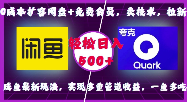 0成本扩容网盘+免费会员，卖技术，拉新，咸鱼最新玩法，实现多重管道收益，一鱼多吃，轻松日入500+-云帆项目库