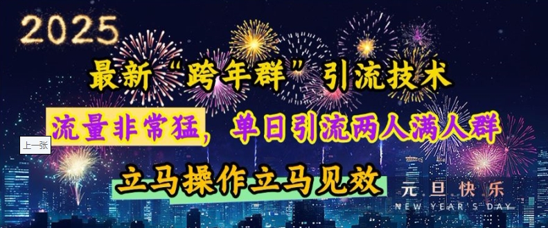 最新“跨年群”引流，流量非常猛，单日引流两人满人群，立马操作立马见效【揭秘】-云帆项目库