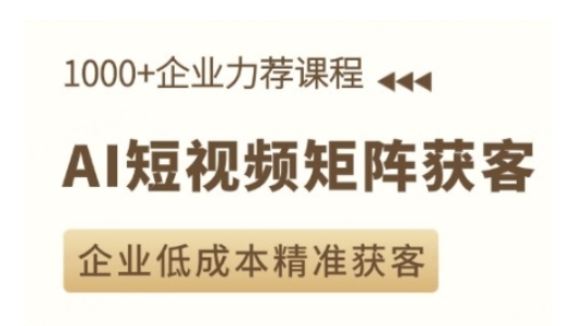 AI短视频矩阵获客实操课，企业低成本精准获客-云帆项目库