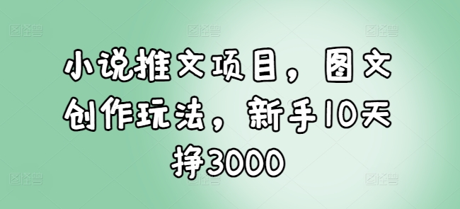 小说推文项目，图文创作玩法，新手10天挣3000-云帆项目库