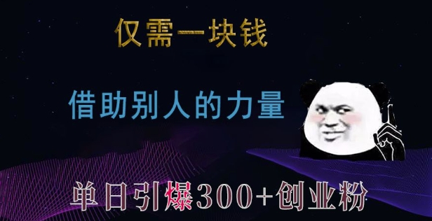 仅需一块钱，借助别人的力量，单日引爆300+创业粉、兼职粉【揭秘】-云帆项目库