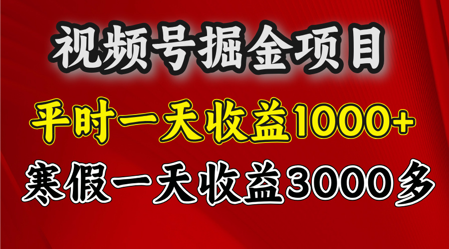 视频号掘金项目，寒假一天收益3000多-云帆项目库